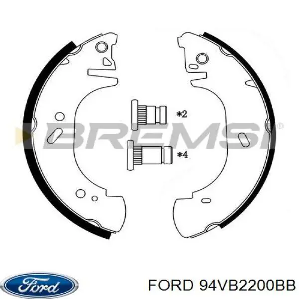 Купить 94VB2200BB Ford Задние барабанные тормозные колодки