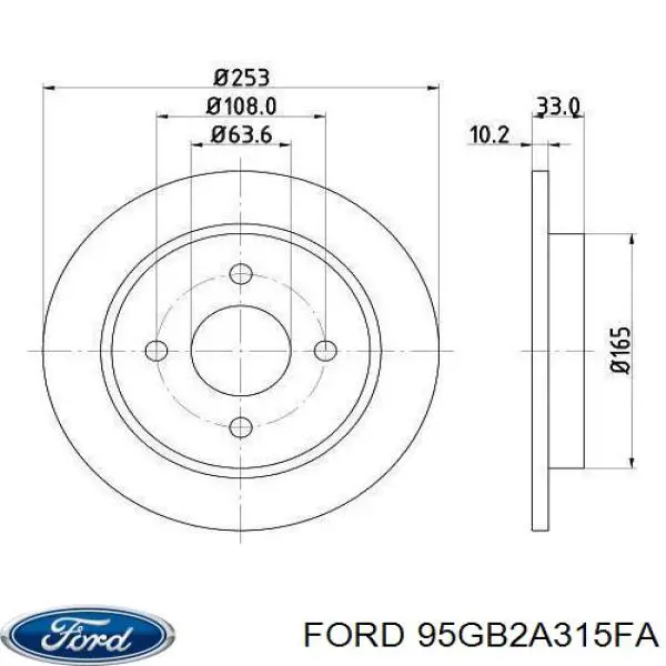 Тормоз дисковый передний Ford 95GB2A315FA цена, от 36.17 USD