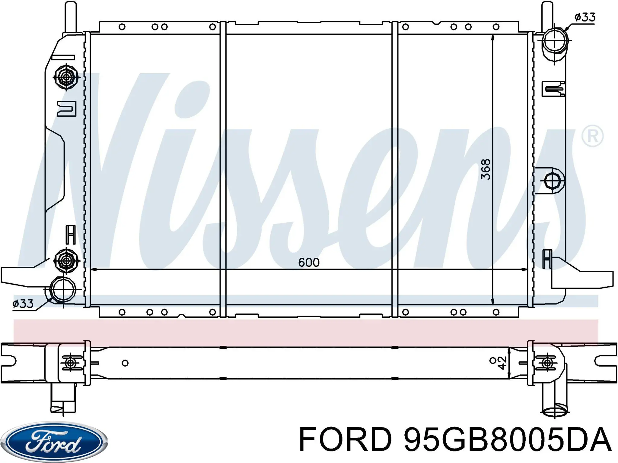 Радиатор 95GB8005DA Ford