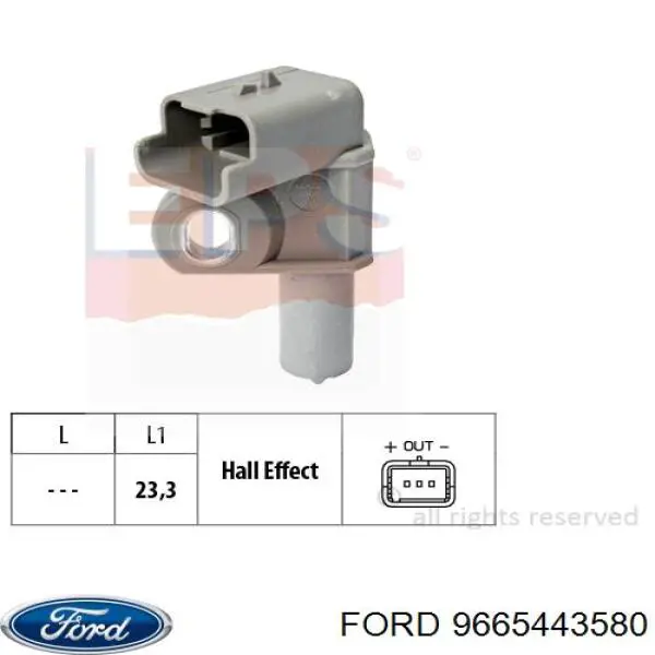 9665443580 Ford sensor de posição da árvore distribuidora