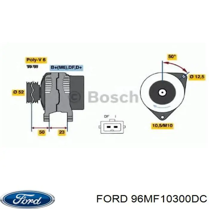 Купить 96MF10300DC Ford Генератор
