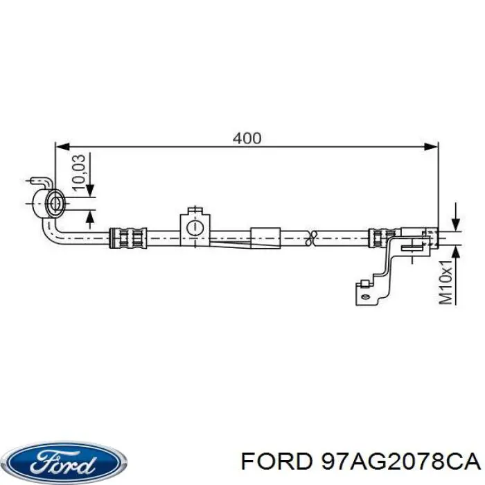 97AG2078CA Ford шланг тормозной передний правый