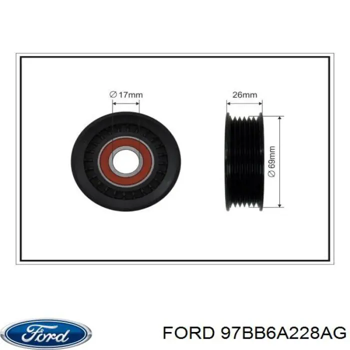 Роликовий модуль натяжителя ремня Ford 97BB6A228AG цена, от 29.71 USD