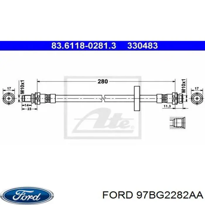 Задний тормозной шланг 97BG2282AA Ford