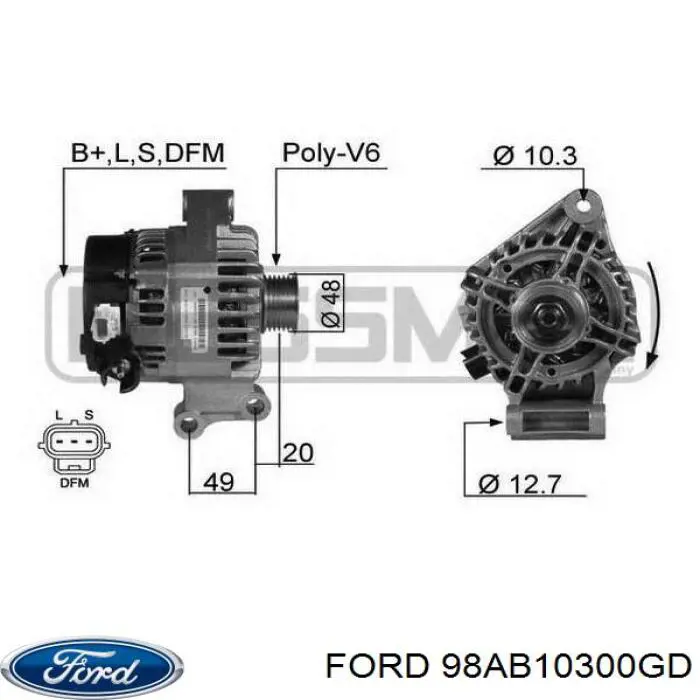 98AB10300GD Ford генератор