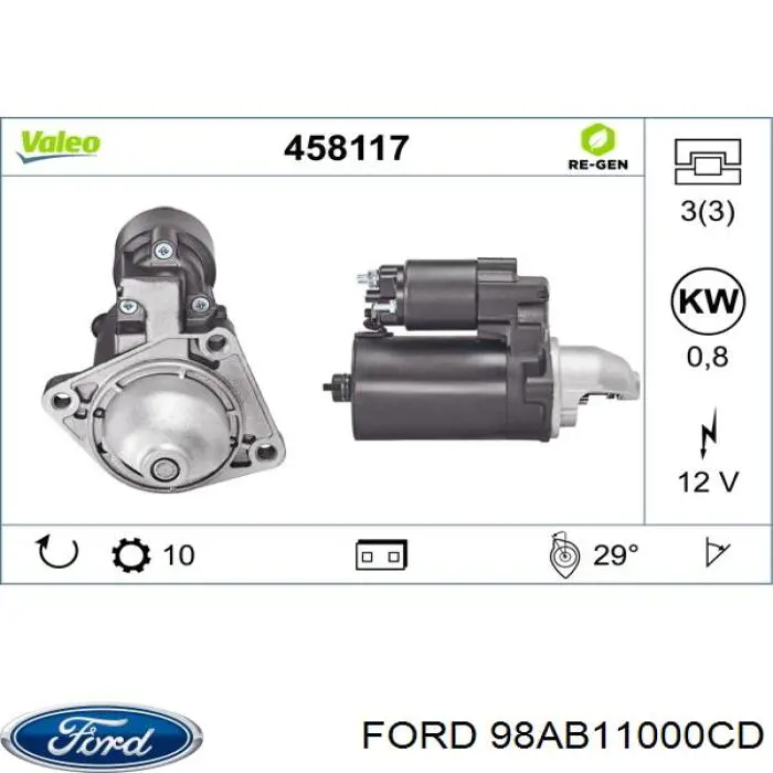 98AB11000CD Ford motor de arranco