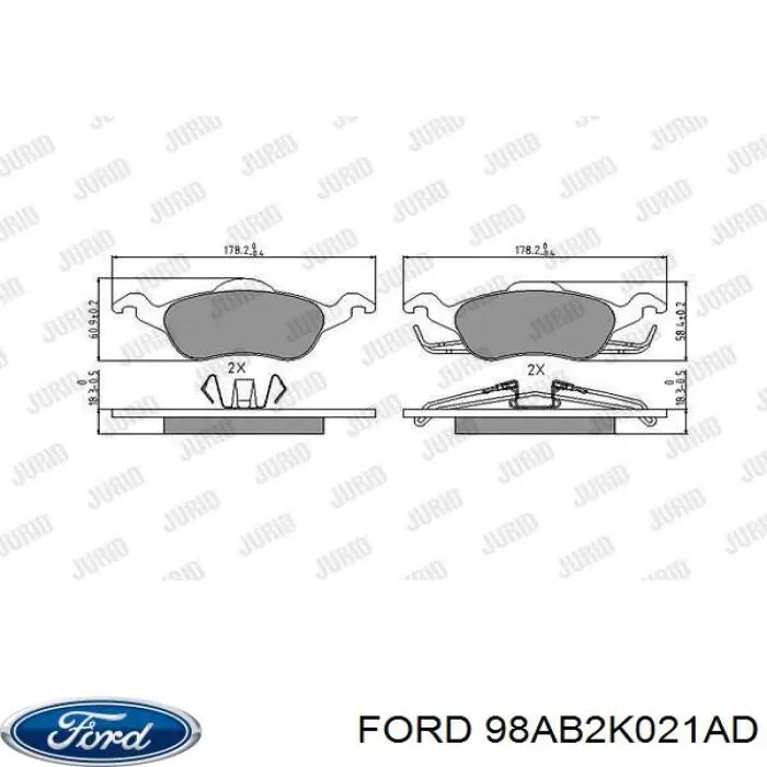 Купить 98AB2K021AD Ford Колодки тормозные