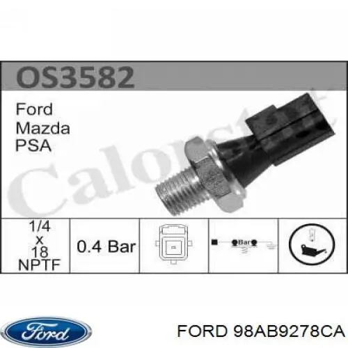 98AB9278CA Ford датчик давления масла