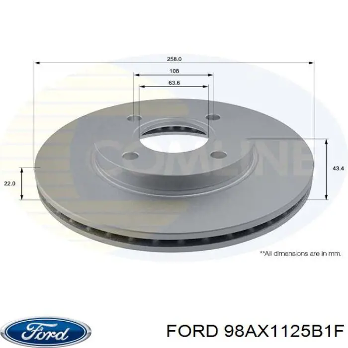 Купить 98AX1125B1F Ford Ротор тормозной