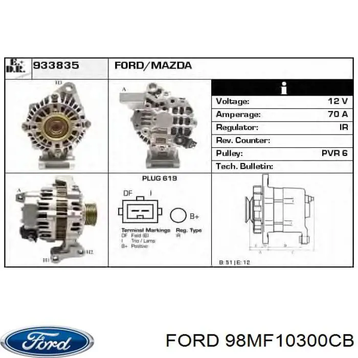 98MF10300CB Ford генератор
