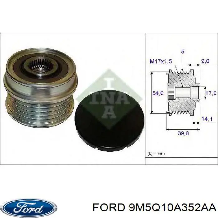 Купить 9M5Q10A352AA Ford Шкив ремня генератора