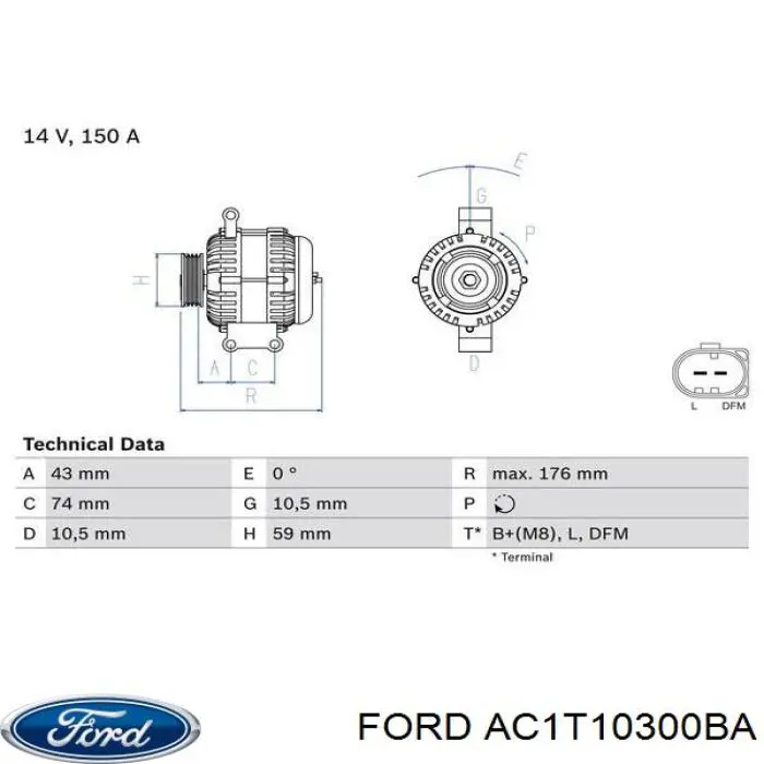 Купить AC1T10300BA Ford Генератор