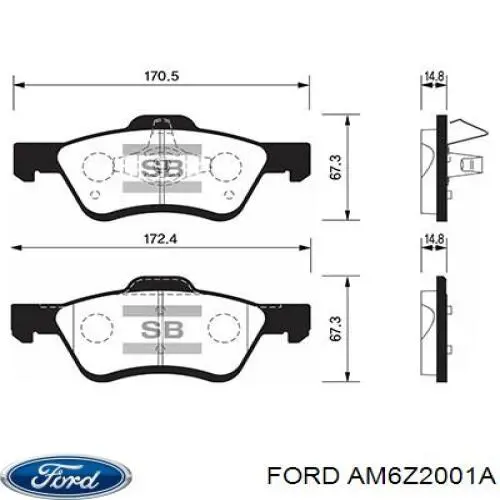AM6Z2001A Ford Колодки передние