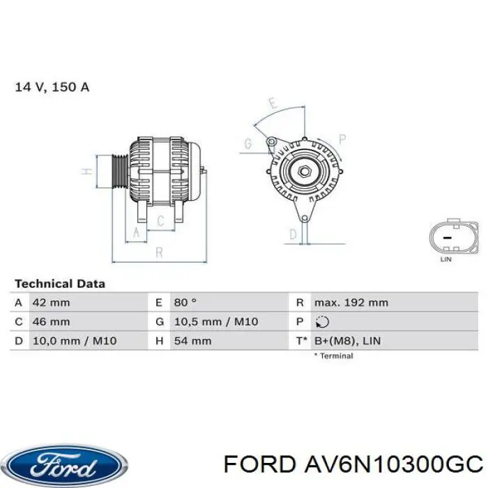 Купить AV6N10300GC Ford Генератор