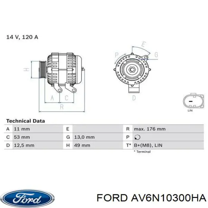 Купить AV6N10300HA Ford Генератор