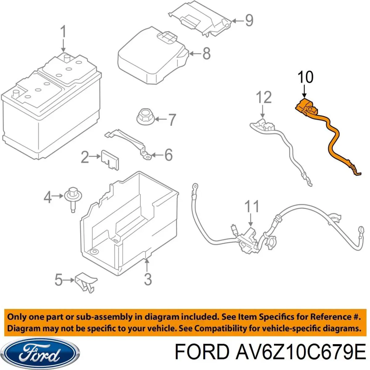 Купить AV6Z10C679D Ford Кабель массы аккумулятора (АКБ)