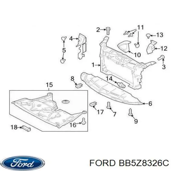 BB5Z8326C Ford Накладка передней панели (суппорта радиатора) верхняя