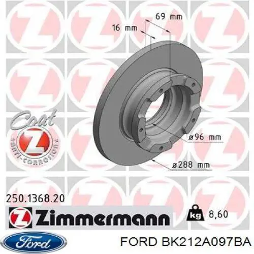 BK212A097BA Ford Дисковый тормоз