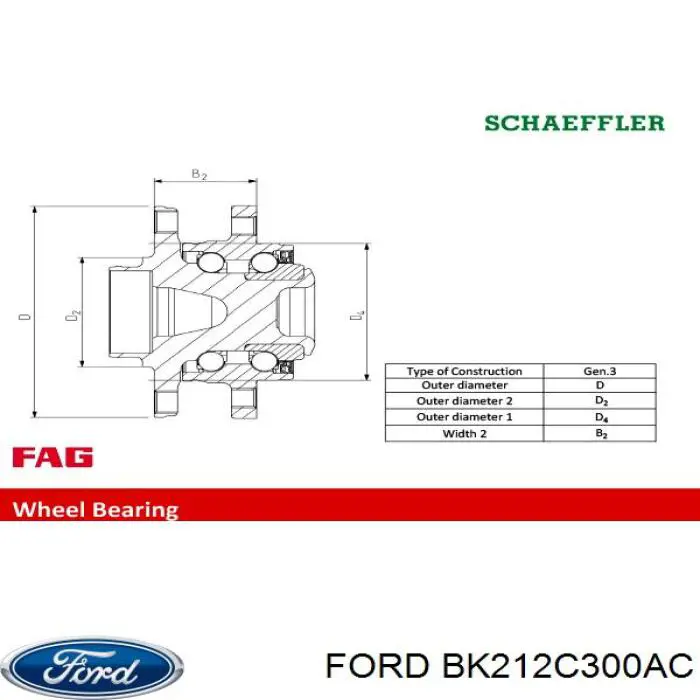 Ступицы передних колес Ford BK212C300AC цена, от 141.15 USD