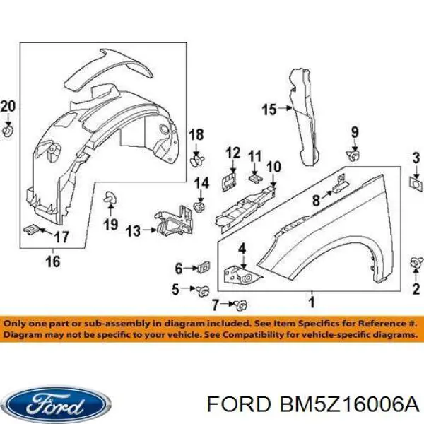 Крыло переднее левое BM5Z16006A Ford