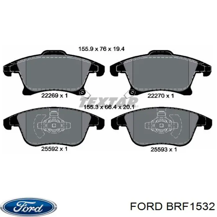 Передние тормозные колодки BRF1532 Ford