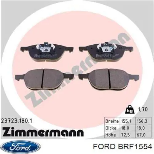 Купить BRF1554 Ford Колодки тормозные