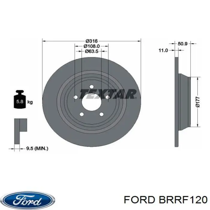 BRRF120 Ford disco do freio traseiro