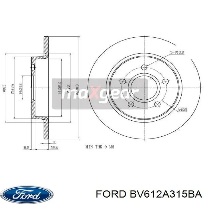 Задний тормозной диск Ford BV612A315BA цена, от 30.37 USD