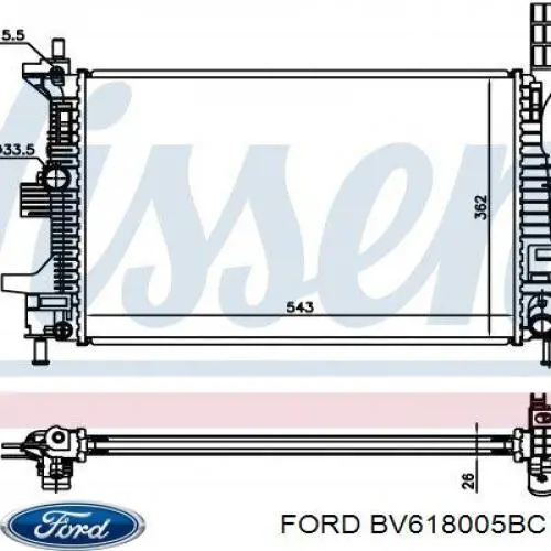 Радиатор охлаждения двигателя Ford BV618005BC цена, от 72.62 USD