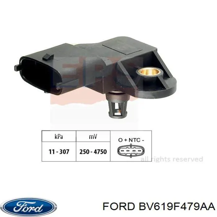 BV619F479AA Ford sensor de pressão no coletor de admissão, map