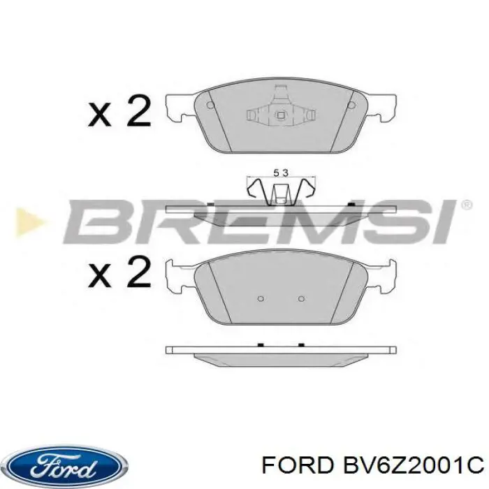 BV6Z2001C Ford колодки тормозные передние дисковые