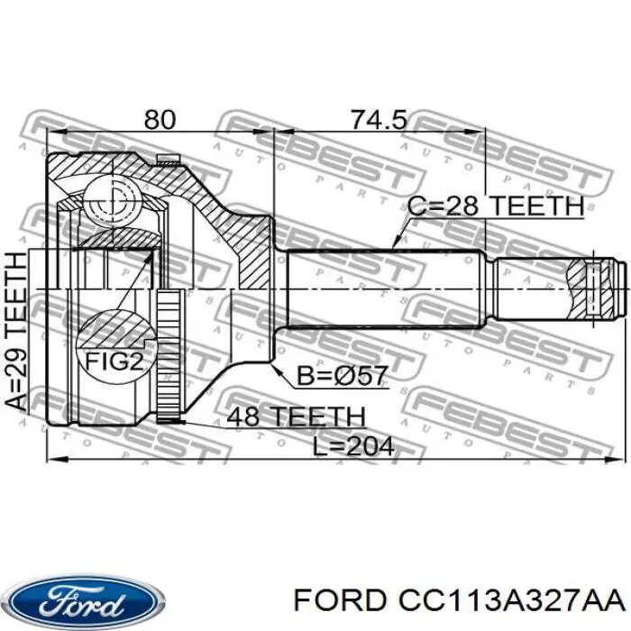 Привод передний правый Ford CC113A327AA цена, от 64.81 USD