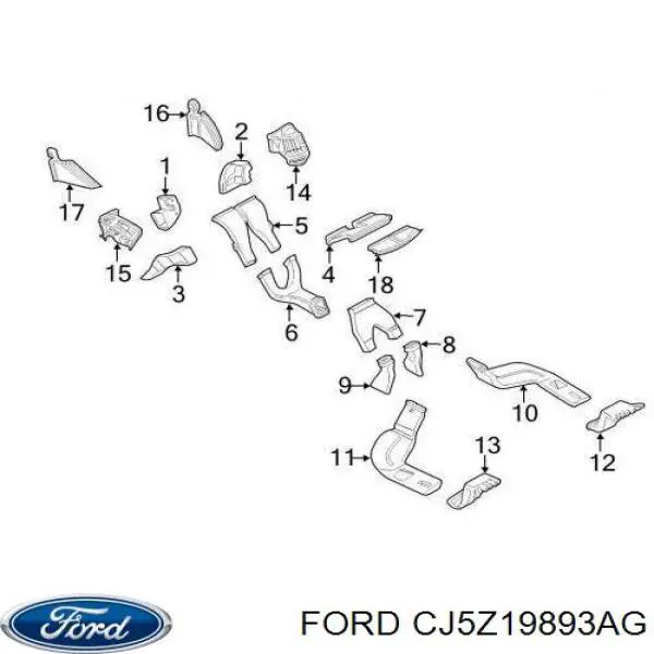 Решетка вентиляции салона на "торпедо" CJ5Z19893AG Ford