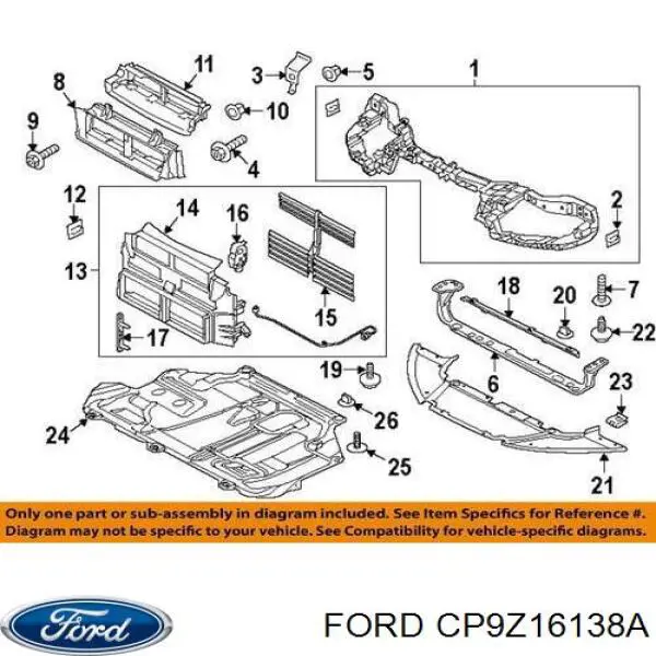 CP9Z16138A Ford suporte inferior do radiador (painel de montagem de fixação das luzes)