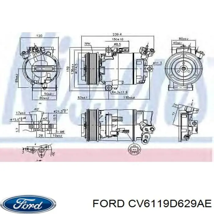 CV6119D629AE Ford компрессор кондиционера