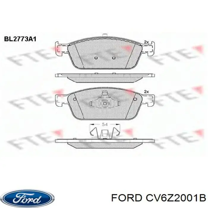 Передние тормозные колодки CV6Z2001B Ford