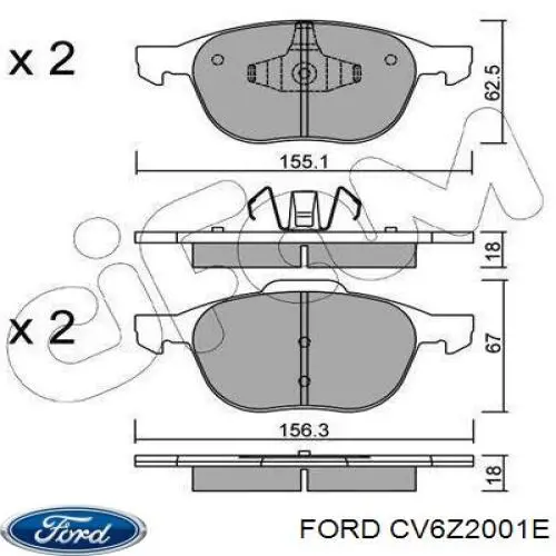Передние тормозные колодки CV6Z2001E Ford