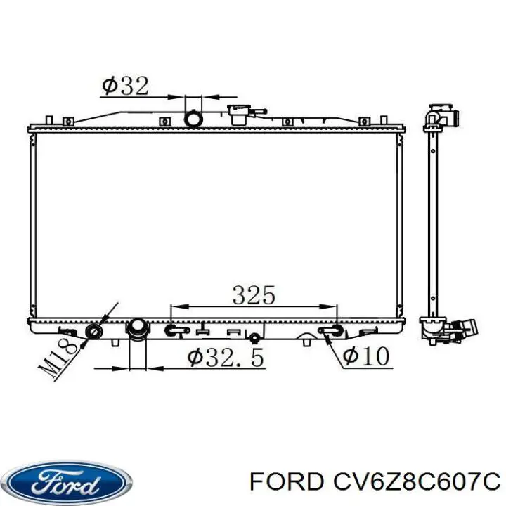 CV6Z8C607C Ford ventilador elétrico de esfriamento montado (motor + roda de aletas)