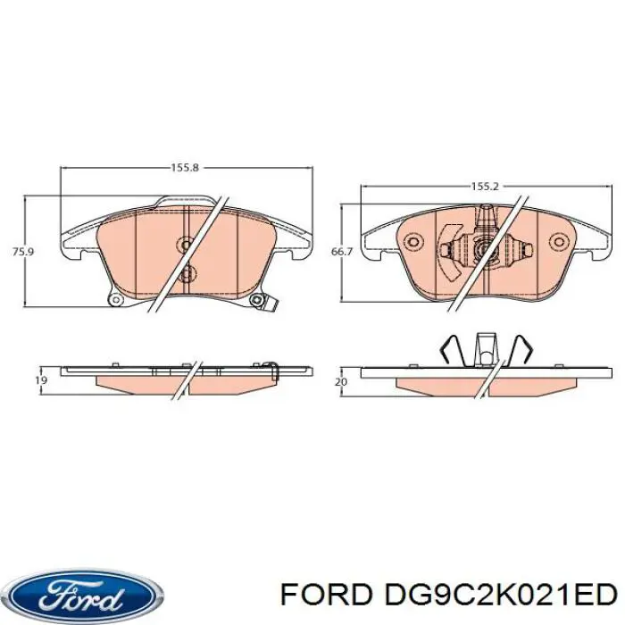 Тормозные колодки Ford DG9C2K021ED