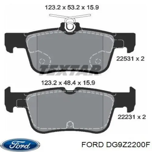 Купить DG9Z2200F Ford Колодки тормозные задние, дисковые