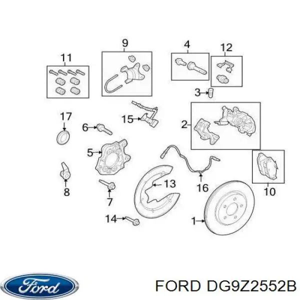 Суппорт задний правый DG9Z2552B Ford