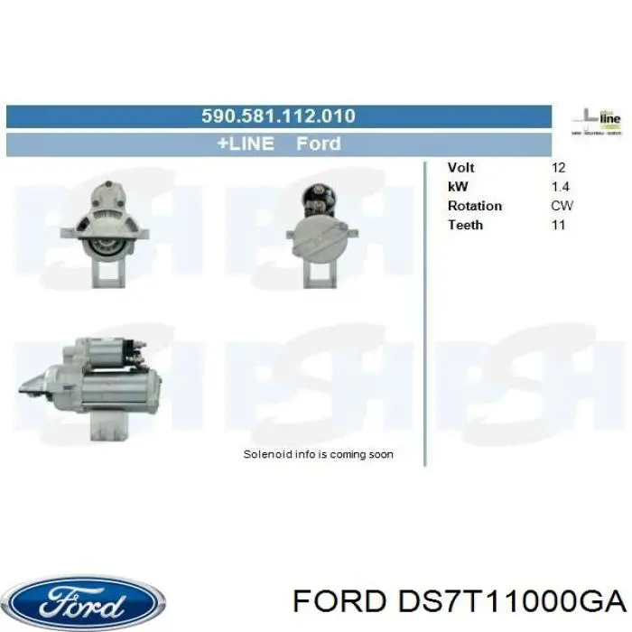 Стартер DS7T11000GA Ford