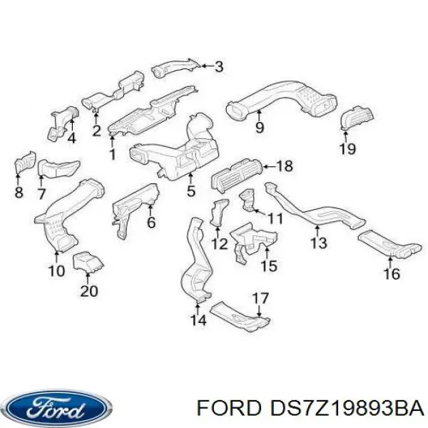 Купить DS7Z19893BA Ford Решетка вентиляции салона на "торпедо" правая