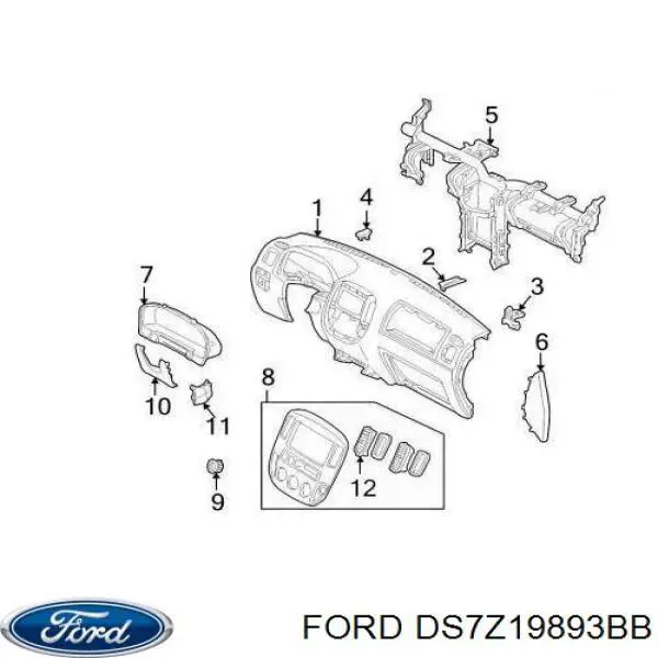 Купить DS7Z19893BB Ford Решетка вентиляции салона на "торпедо" левая