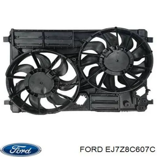 EJ7Z8C607C Ford difusor do radiador de esfriamento, montado com motor e roda de aletas