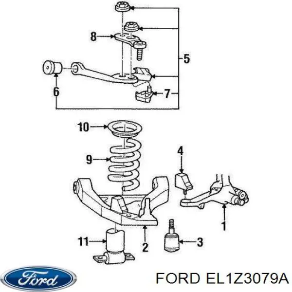 Левый рычаг передней нижней подвески Ford EL1Z3079A цена, от 339.24 USD