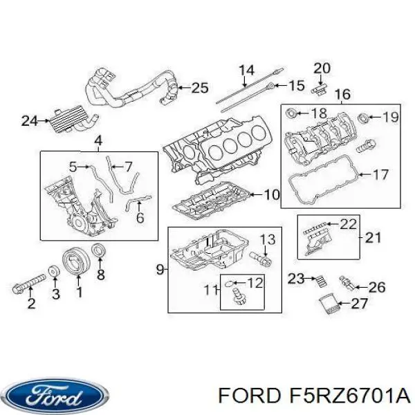 Сальник коленвала двигателя задний F5RZ6701A Ford