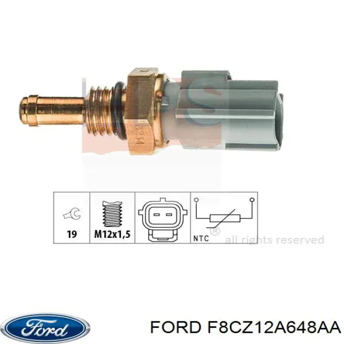 Датчик температуры охлаждающей жидкости F8CZ12A648AA Ford