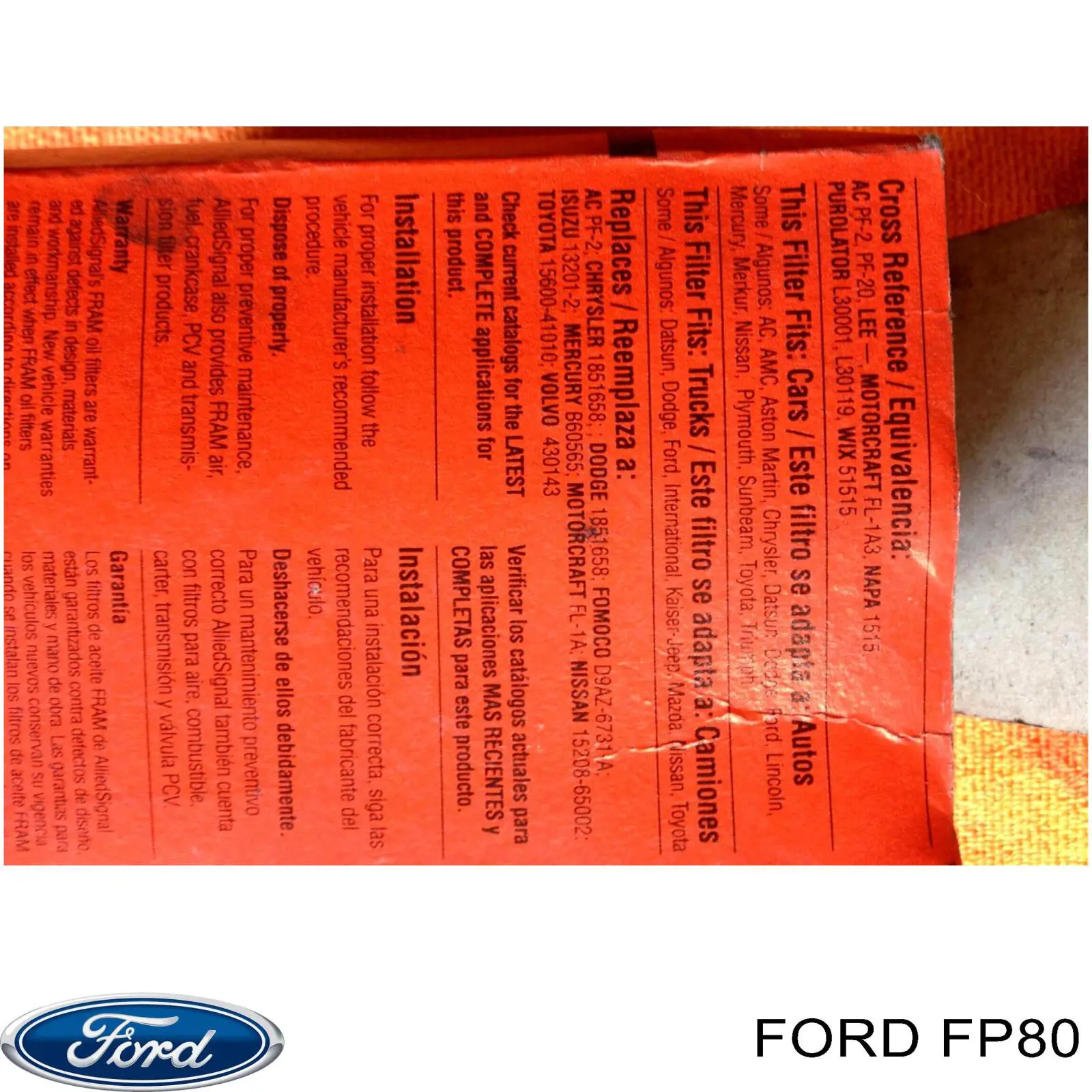 Фильтр воздушный отопителя Ford FP80 цена, от 3.69 USD