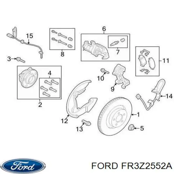 Суппорт тормозной задний правый FR3Z2552A Ford